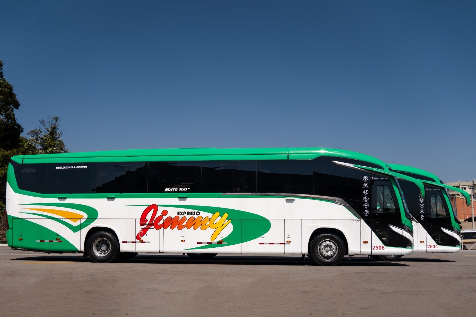 Buses de Expreso Jimmy preparados para el servicio